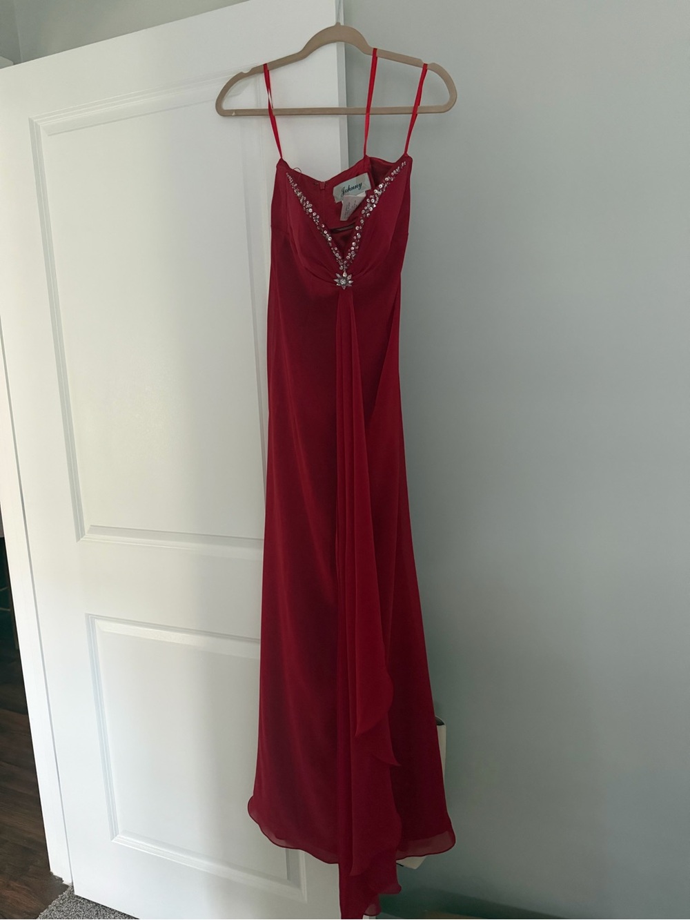 Red Beaded Evening Gown